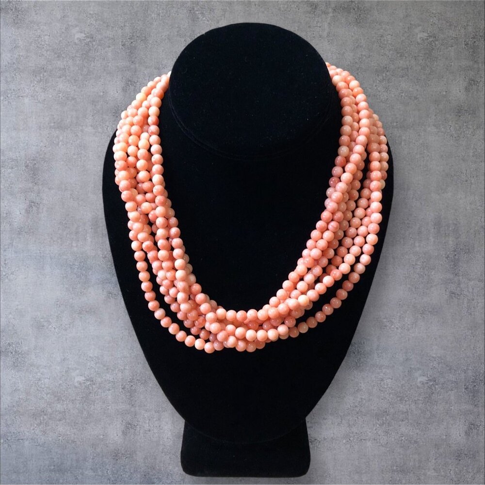 Multi-Strand Orange Beaded Statement Necklace